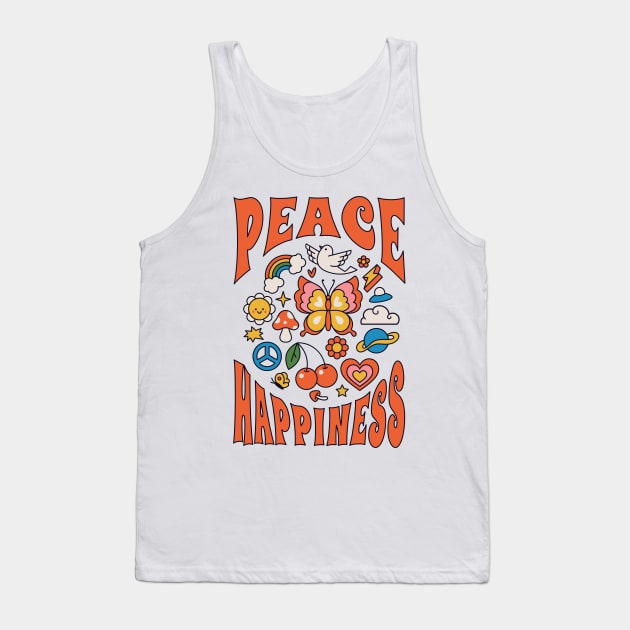 Groovy peace happiness 70s vibe Tank Top by RedCrunch